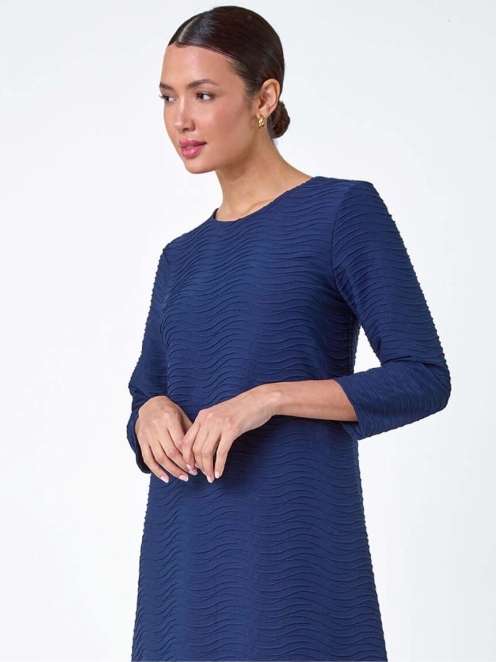 NWT J. McLaughlin Sophia Radio Waves Jacquard Dress Navy Small